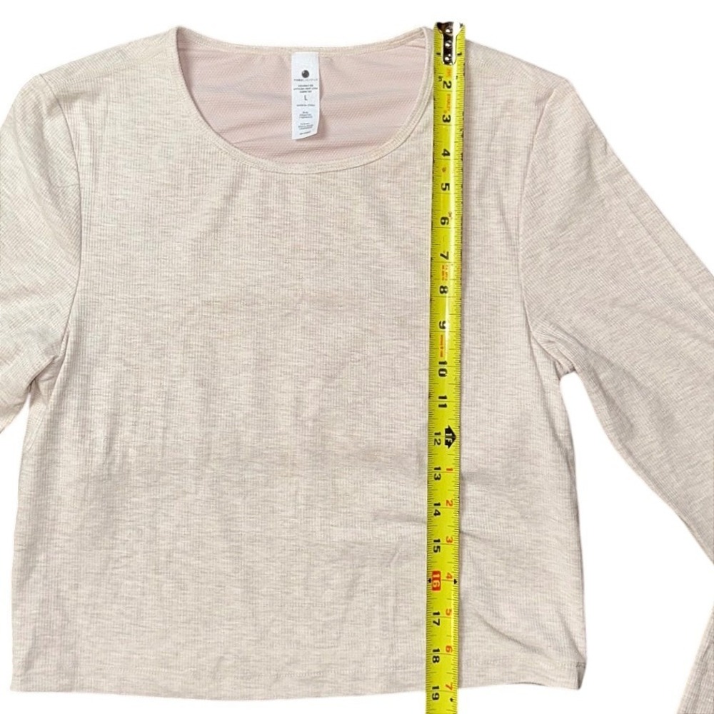 Yogalicious Heavenly Rib Kathleen Crop Long Sleeve Top Nacreous Cloud L LSY92868 - Picture 6 of 12